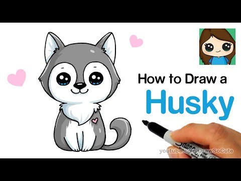 How to Draw a Husky Puppy Easy | Safe Videos for Kids