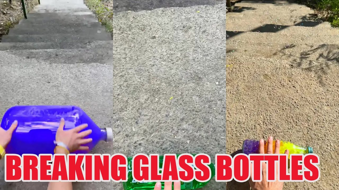 Breaking Glass Bottles Vs Balloon 🎈 Crushing Crunchy & Soft Things ! 