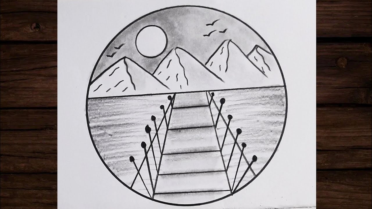 Easy circle scenery drawing /Easy drawing ideas for beginners/ How to ...