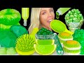 Asmr mukbang green desserts edible hairbrush pineapple jelly edible diamonds syringe drink 