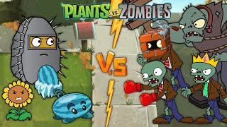 PLANTS VS ZOMBIES HEROES - Episode 2 - Sunflower level 1, Peashooter level 10 vs Brickhead Zombie