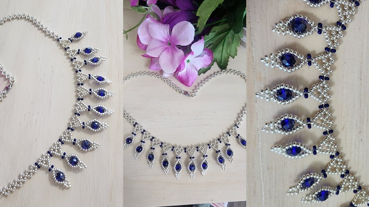 🌸 Cómo hacer un collar elegante con mostacillas checas y cristales, rápido y fácil.