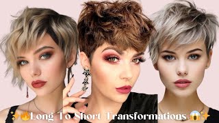 Watch Her Enter Her Short Hair Era - Long To Short Haircut Transformations