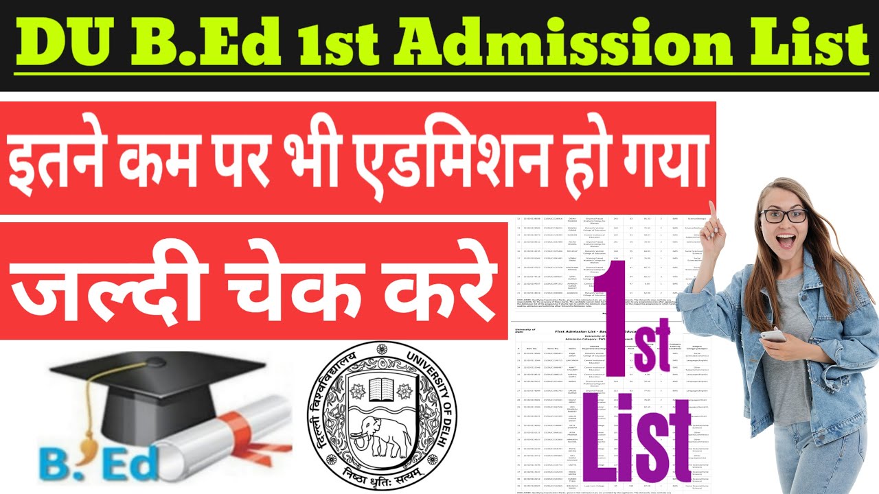 DU B.Ed 1st Admission List 2021. DU B.Ed First CutOff. CIE, MVCE, SPMC