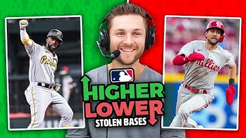 Trea Turner guesses which MLB player has more Career Stolen Bases? (Higher or Lower)
