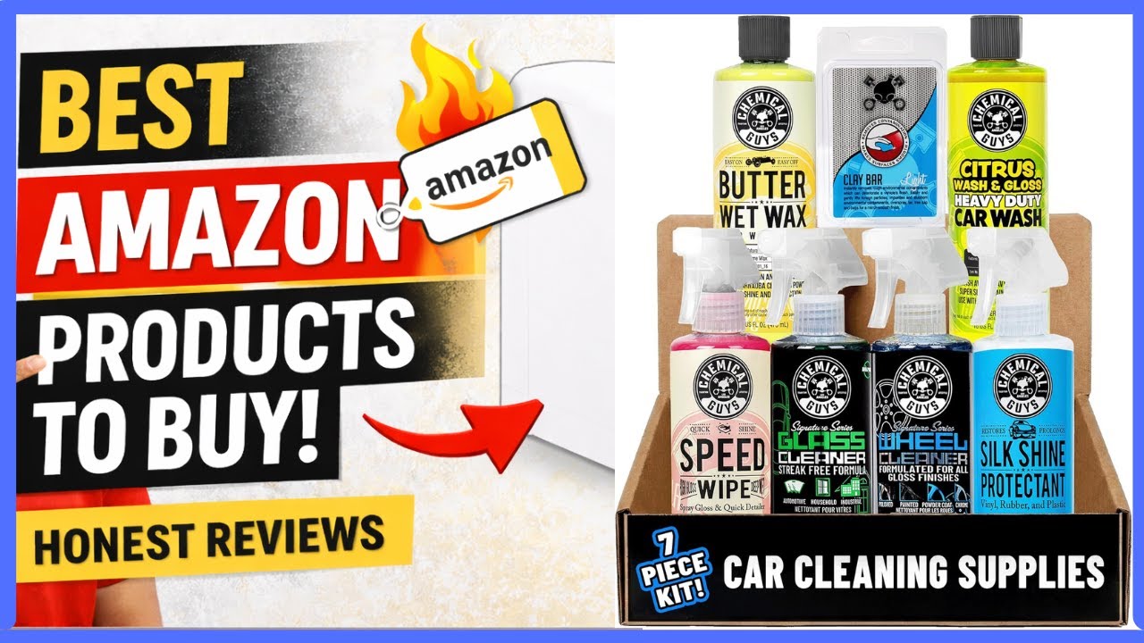 Chemical Guys Starter Car Care & Cleaning Kit, 7-Piece Detailing Car Wash Kit with 6 Premium 16 oz