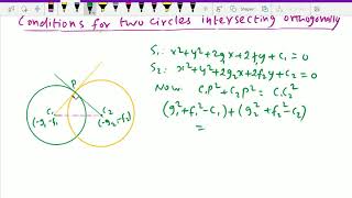 Co ordinate geometry : - ( Orthogonal circles ; Solving problems ) - 78.