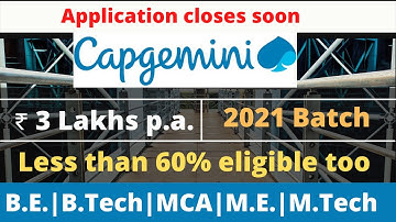 Capgemini Recruitment 2021 | Off-Campus drive 2021 Batch | B.E. M.E.  MCA freshers | October 2021