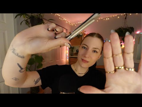 ASMR Mic Scratching & Hair Pampering 💆‍♀️ | Brushing, Clipping & Tweezing [Rain → Echo] 🫠