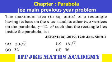 PARABOLA  | JEE MAIN 2019 |  12 JANUARY  | SHIFT 1 |  RS SIR | JEE MAIN  PREVIOUS YEAR PROBLEM