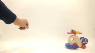 木のおもちゃ 日本製 プルトーイ プロペラが回る ヘリコプター