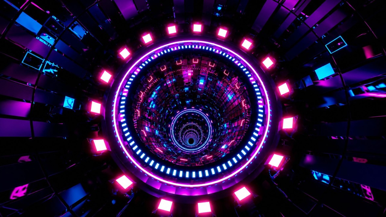 🔷 Écran de Veille 4K – Vortex Numérique Néon – Visuel Cyberpunk VJ (Sans Son)