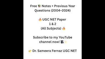 Free UGC NET Notes & PYQs (2004–2024) | Paper 1 & 2 All Subjects | Dr. Sameera Fernaz UGC NET