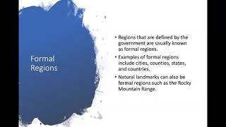 Functional, Formal, and Vernacular Regions