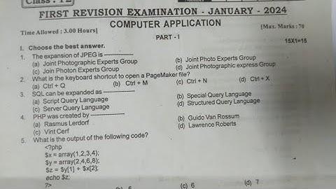 12th Std COMPUTER APPLICATION | FIRST REVISION QUESTION PAPER | 2023 - 2024#IMPORTANT#ORIGINAL