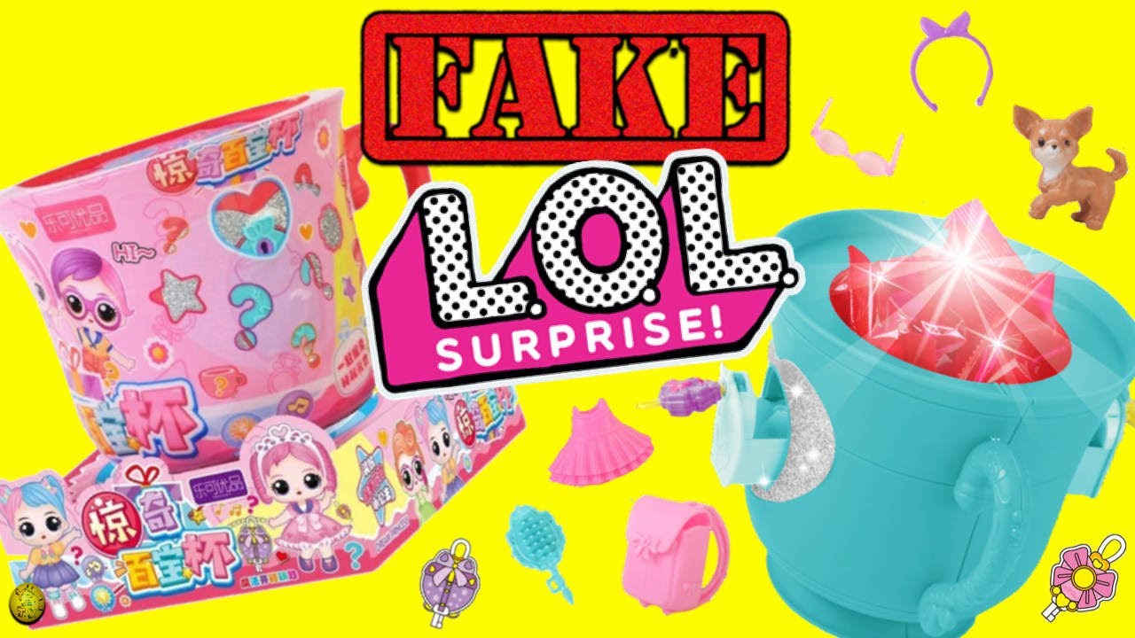 Unboxing weird fake toys. fake lol surprise dolls in tea cups. fake lol vs real lol 