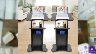 Review - LOHISHILO 2*Adjustable Height Laptop Cart Portable Sit-to-Stand Desk with Storag
