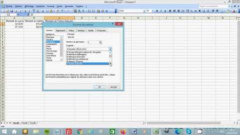 Formater des cellules au format monétaire avec les devises sur Excel
