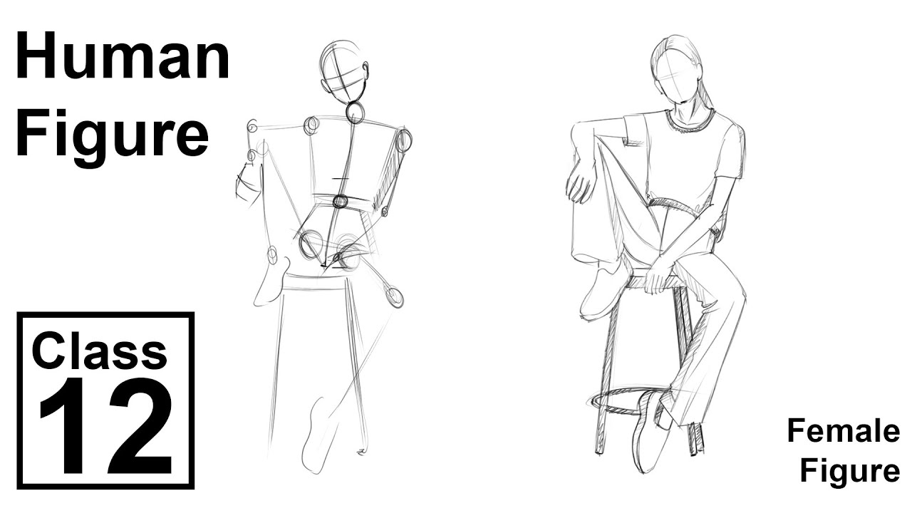 how to draw sitting poses step by step