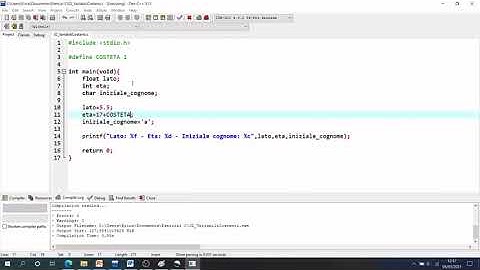 02 Linguaggio C: Variabili e costanti (con define)