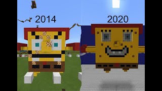my spongebob battle for bikini bottom minecraft mini game comparison 2014-2020 screenshot 5