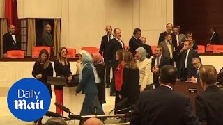 Turkish Mp Handcuffs Herself To Protest Controversial Reform Package - Daily Mail