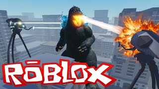 Hunting down TRIPODS as GODZILLA in ROBLOX! (War of the Worlds: Combat)
