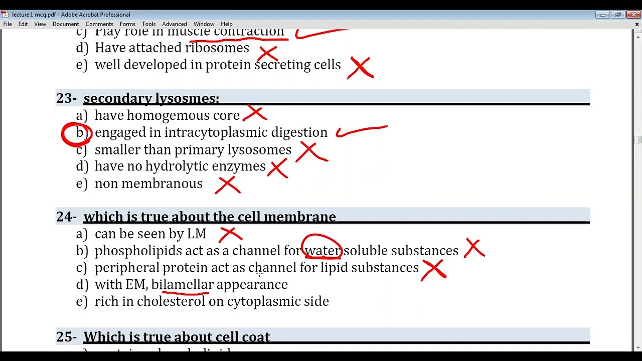mcq lecture 1 membranous cell organelles