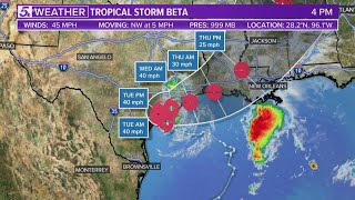 LATEST: Tropical Storm Beta inches toward Texas, landfall expected Monday night