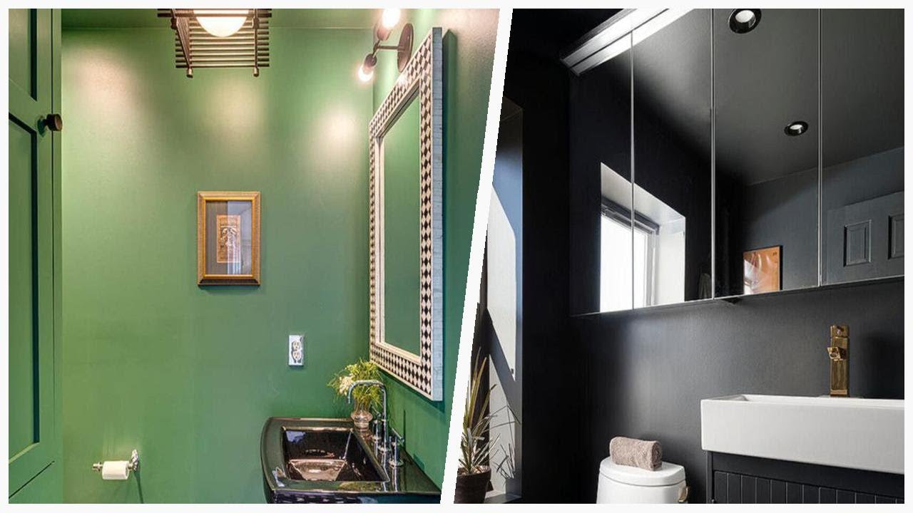 75 Black Floor Powder Room With Black Design Ideas You'll Love