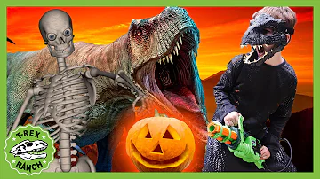T-Rex Ranch Halloween Special | Skeletons and Dinosaurs Attack! Videos for Kids!