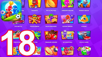 Stickman Party Gameplay Walkthrough Part 18 - Random Funny MiniGames, 1 2 3 4 Plyer Free New Update