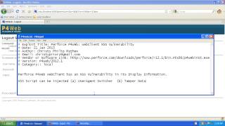 Perforce P4Web 2012 WebClient XSS Vulnerability