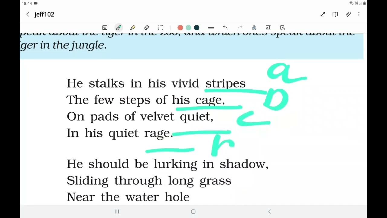 A tiger in the zoo English class 10 explanation + poetic devices