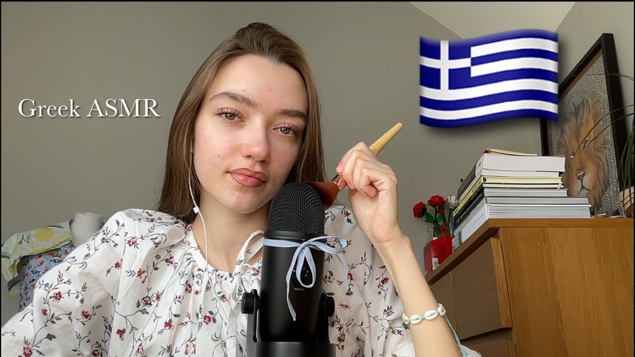 ASMR Learning Greek Phrases for the first time| Clicky Whispers + Mic Brushing