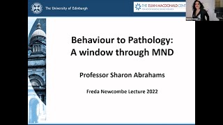 Prof Sharon Abrahams - Behaviour to pathology: a window through MND