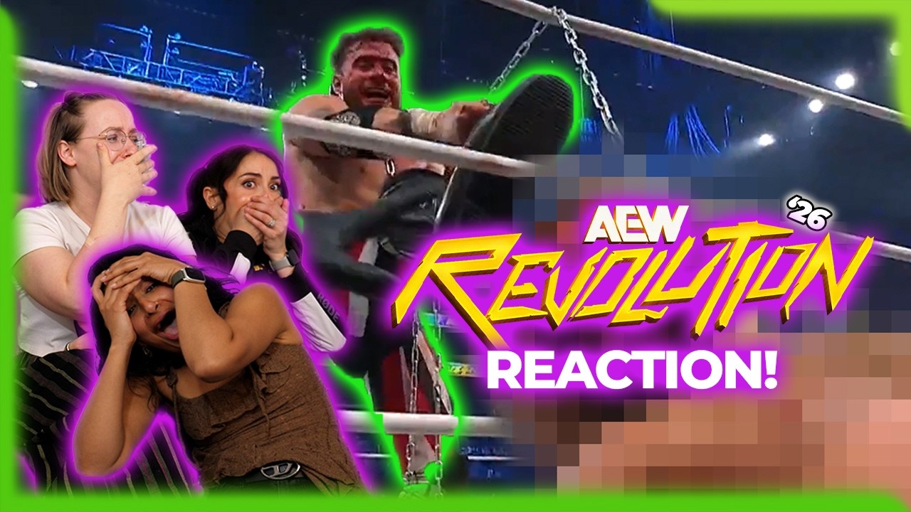 The Girls react (and get a little sick) to MJF vs Adam Page @ #aew  Revolution 2026 Texas Match!