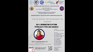 2-WEEK HANDS-ON WORKSHOP ON PYTHON | INTRODUCTION TO PYTHON - PYTHON DATA TYPES AND VARIABLES