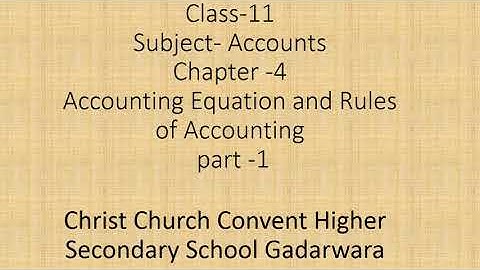 Class 11 Accounts Chapter 4 Part 1 Accounting Equation MP Board by Amit Toshniwal