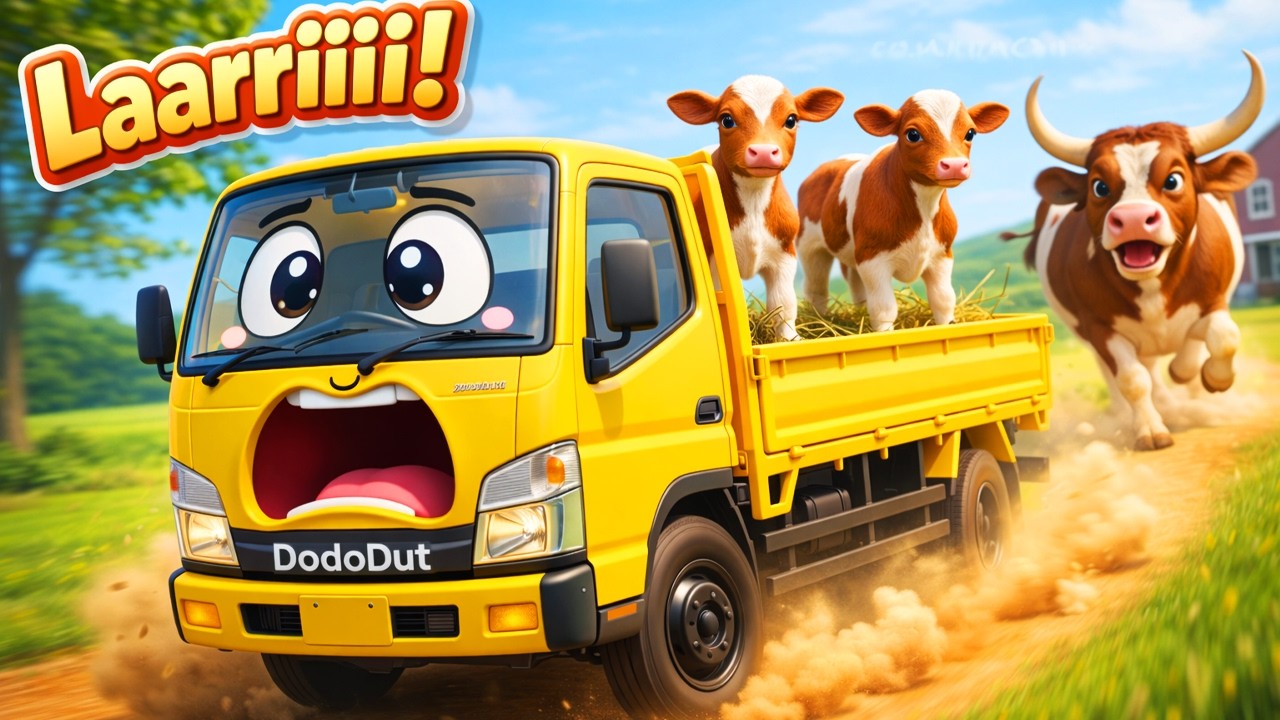 Truk Dikejar Sapi! 🐂💨- Roda Roda Truk Angkat Hewan Lucu 🛻🎵| Lagu Edukatif Anak Terbaru 3D Animasi