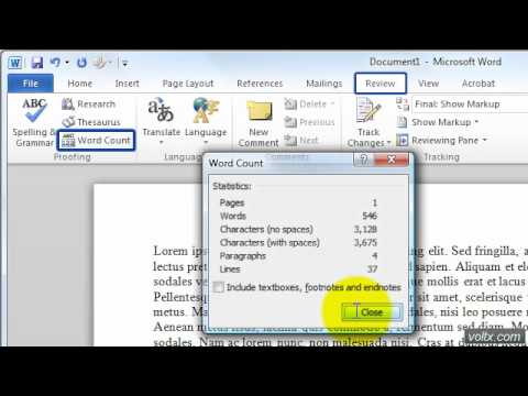 word count in microsoft word 2010