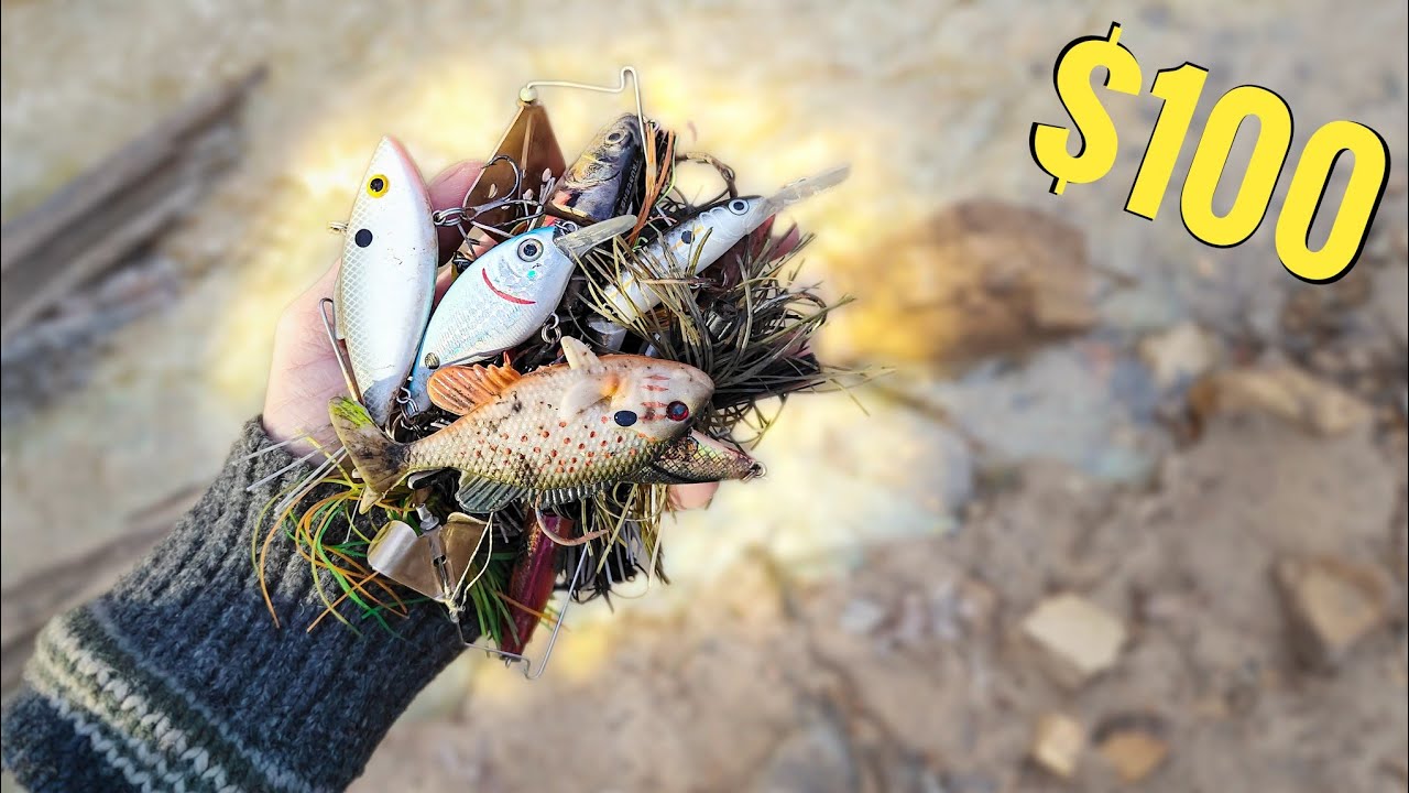 100 Worth of Fishing Lures in a Drained Lake! YouTube