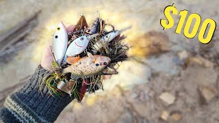 $100 Worth of Fishing Lures in a Drained Lake!