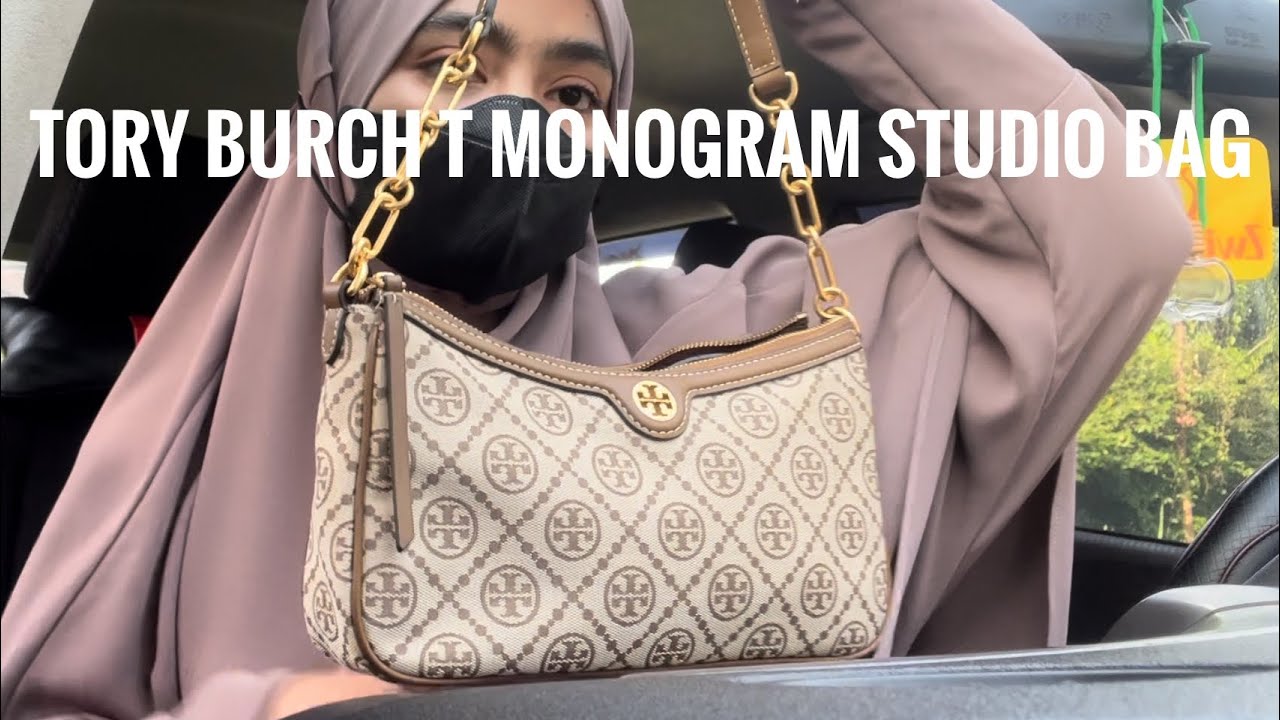 Tory Burch T Monogram Jacquard Studio Bag Hazelnut Shoulder Bag