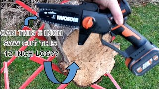 Worx Wg325 Review vs 8x12inch log!   bonus blooper content at the end