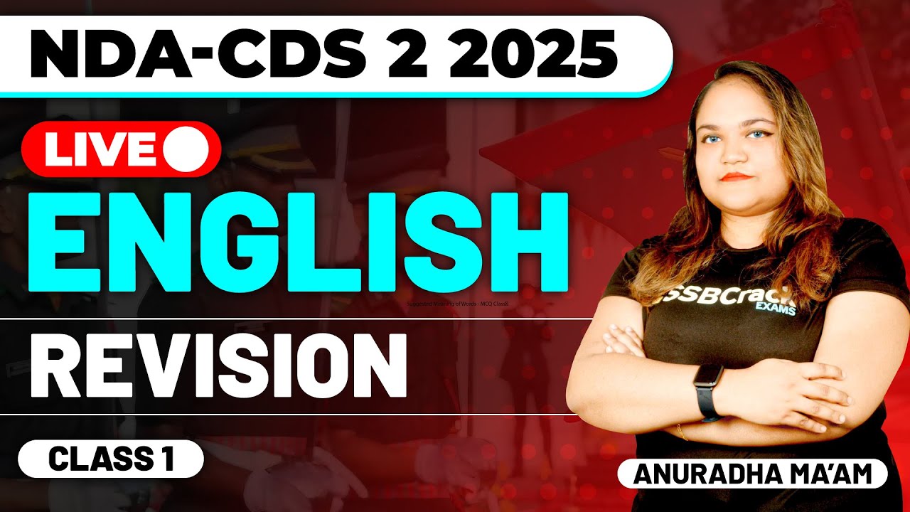 NDA & CDS 2 2025 Exam English Live - Revision Class 1 - YouTube