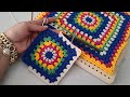 Kolay Tığ İşi Çok renkli Kare Motif Modelleri - How to Crochet a Granny Square for Beginners