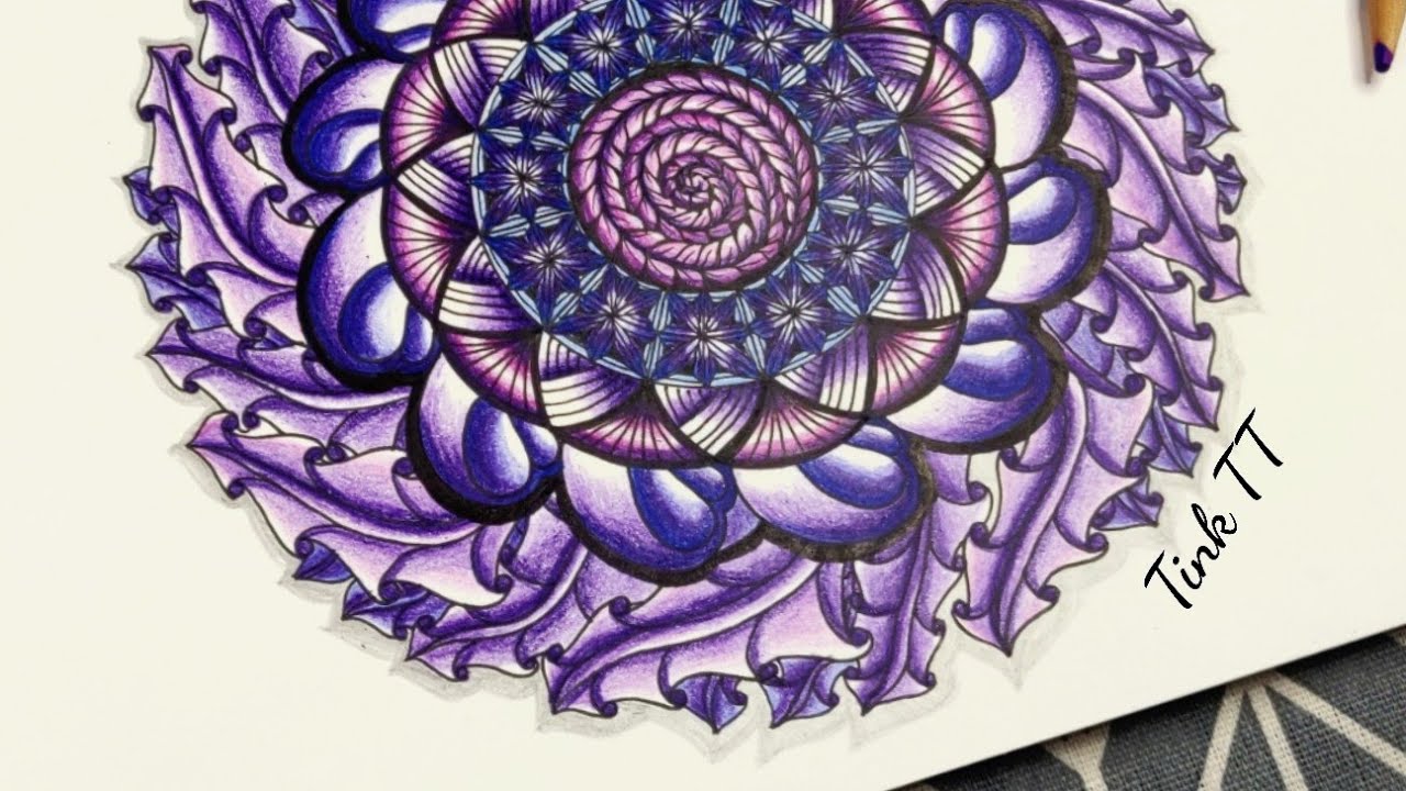 Zentangle Inspired Mandala 4 (Pt 2) - Colouring Mandala 禅绕曼陀罗