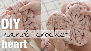 How to Hand Crochet (finger crochet) a Heart  with Simply Maggie
