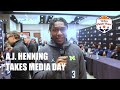 Michigan WR A.J. Henning interviews his teammates during Fiesta Bowl Media Day 2022